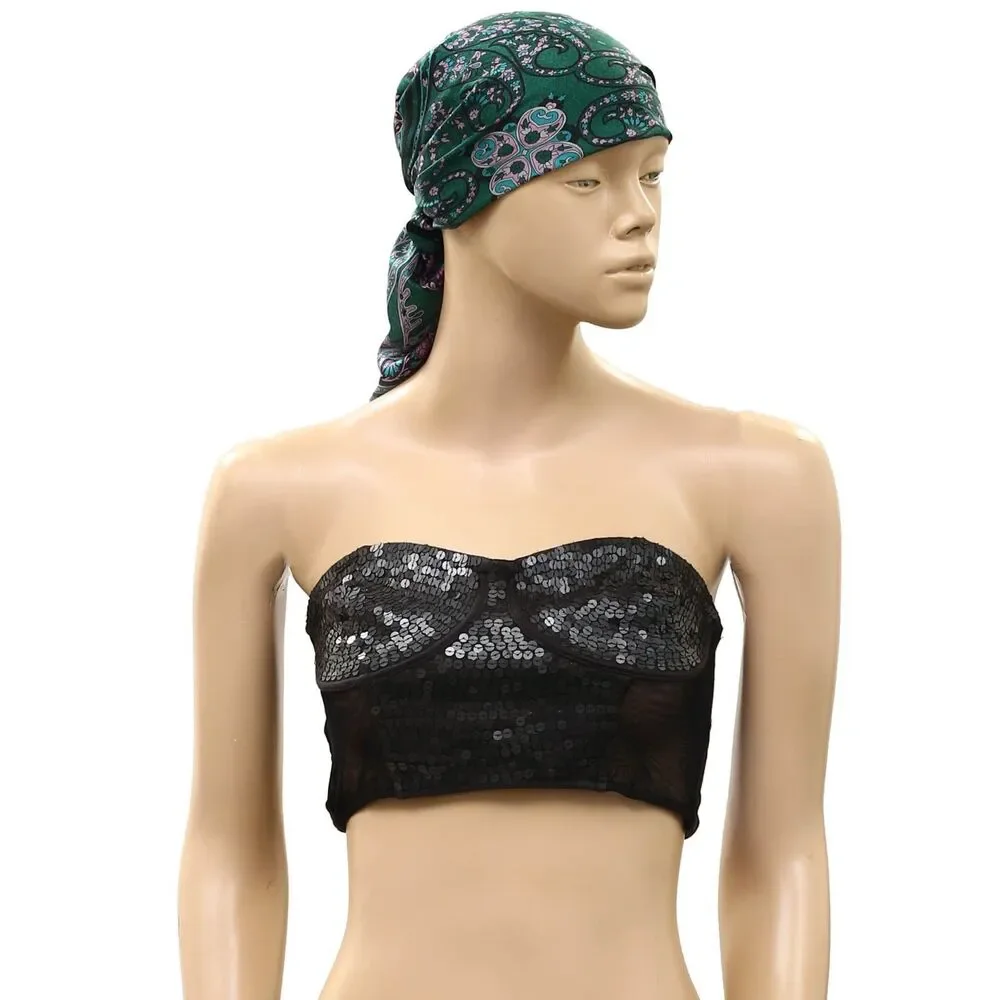 Free People So Silk Printed Bandana Scarf Tube Top Belt Floral Paisley Wrap OS